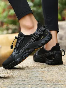 Unisex Letter Patched Colorblock Water Shoes, Sporty Quick Drying Beach Shoes, Outdoor Swimming Pool River Boating Fishing Diving Surfing Yoga Shoes, Waterproof Outdoor Shoes, Velcro Water Shoes