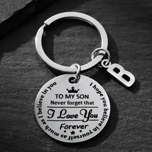 Engraved "TO MY SON" "I LOVE YOU FOREVER" Stainless Steel Keychain Gift for Son, Men's Daily Use Accessories, Suitable As A Birthday, Christmas, New Year, Graduation, and School Entrance Season Gift for Son