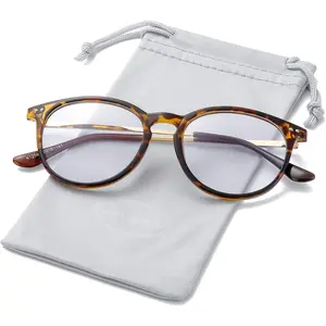 Non Prescription Clear Lens  Glasses for Women Men Retro Round Plastic Frame Eyeglasses