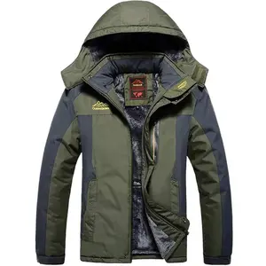 Men's Plus Size Winter Outdoor Jacket Windproof Waterproof Cold Resistant Thickened Snow Ski Parka Fleece/Wool Lined with 4 Pockets