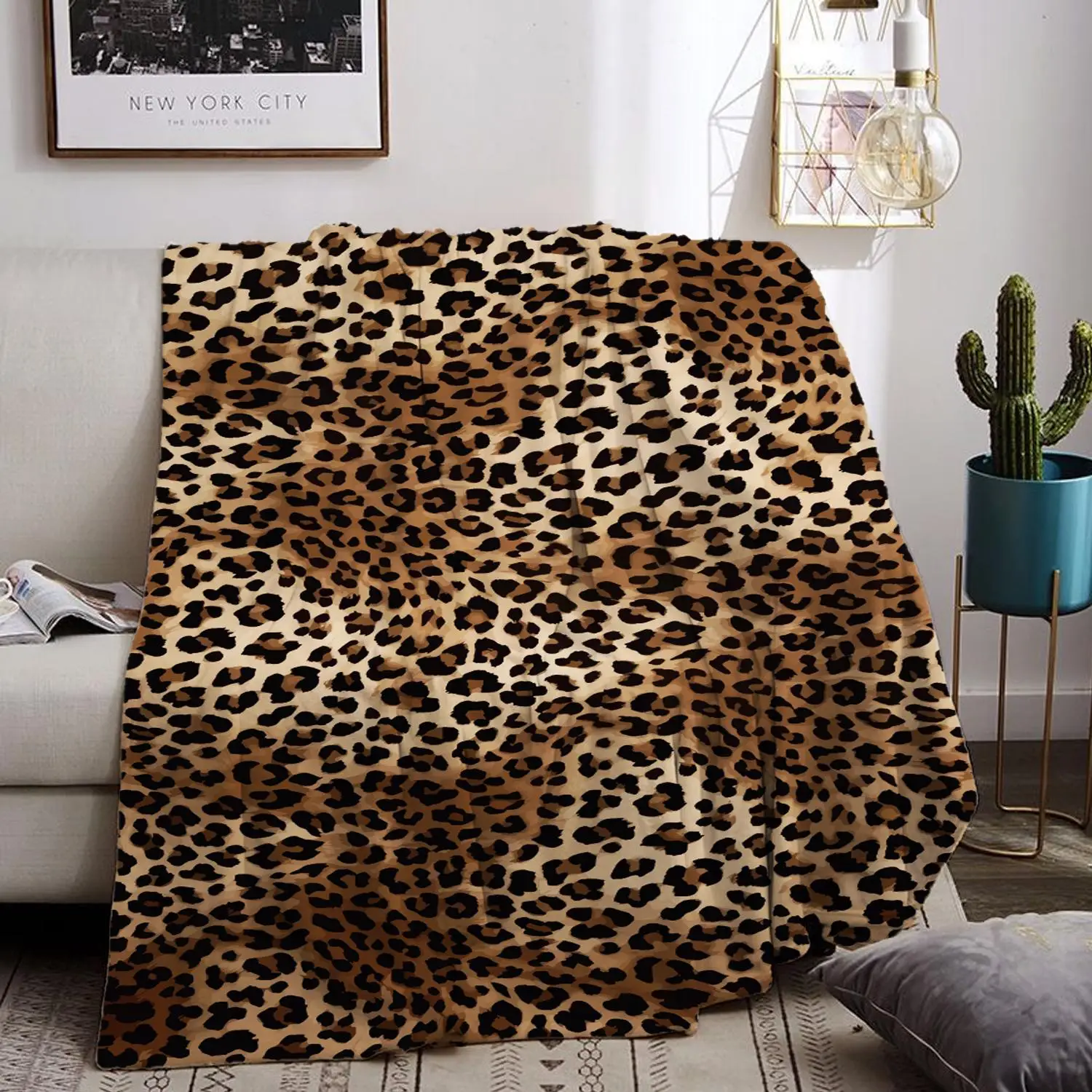 Leopard Print Blanket, 1 Count Soft Comfortable Warm Throw Blanket, Napping Blanket for Home Office Travel Living Room, Comfy Bedding, Bedroom Accesso