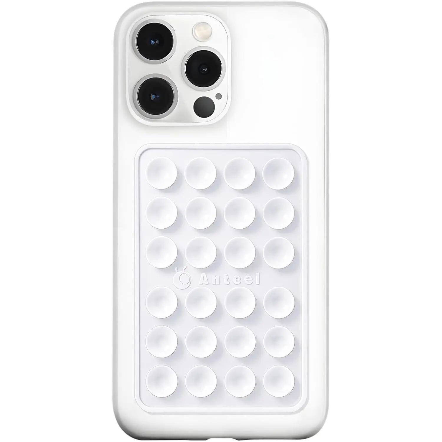 Anteel MAX-Sized  Suction Phone Case Adhesive Mount, Durable, Hands-Free Sticky Phone Holder, Upgraded Thickened and Enhanced Suction Power Sticky Phone Grip, 2.56"x3.94" (White)