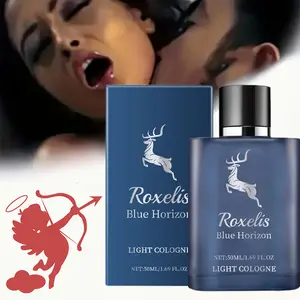 Roxelis Men's Perfume: Azure Cologne Charm. A niche, intense cologne with natural, fresh notes and a long-lasting scent. Pheromone-infused fragrance.