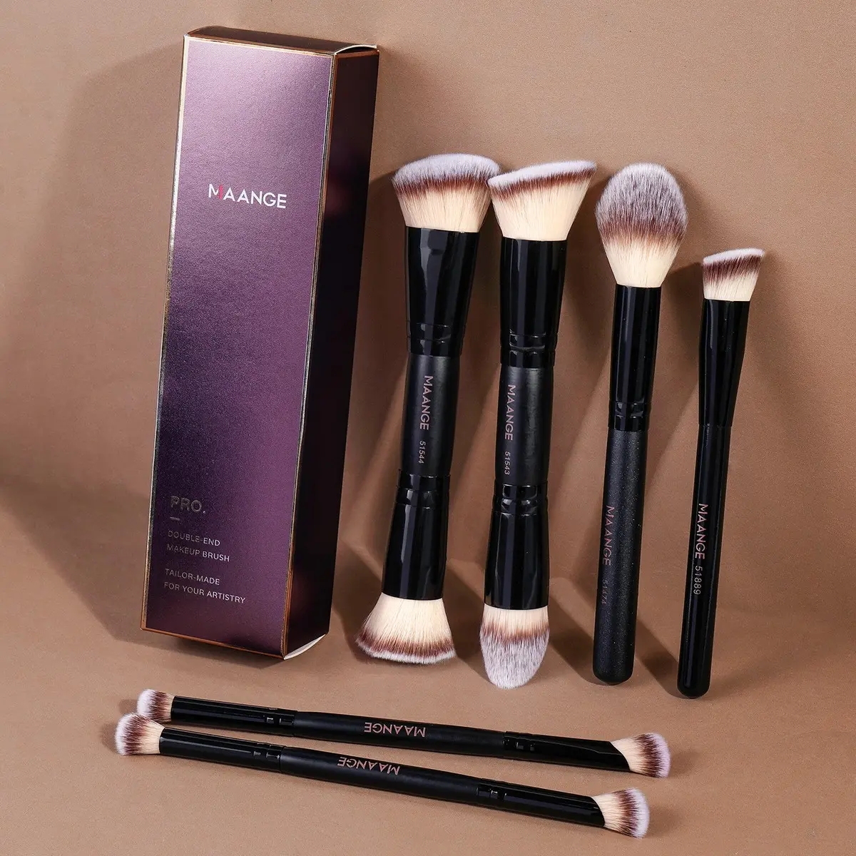 Maange 6-Piece Makeup Brush Set, Cosmetic Brush Set, Foundation Brush, Blush Brush, Loose Powder Brush, Eyeshadow Brush, Pro Concealer Brush, Ideal for Home and Travel