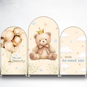 15-day Delivery Crown Teddy Bear with Stars Arch Backdrop Cover for Baby Shower and Birthday