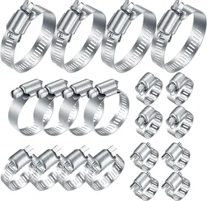 20 Pcs Adjustable Stainless Steel Hose Clamps Assortment Kit, 1/4-2 Inch (6-51mm) Worm Gear Tube Fuel Line Heavy Duty for Hose Connections.