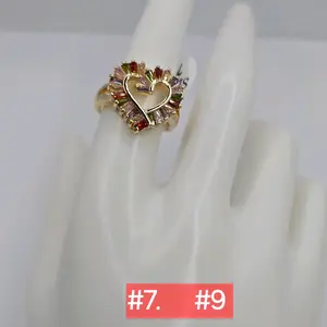 HEART love ring beautiful color stone's sizes #7 #9 GOLD-PLATED