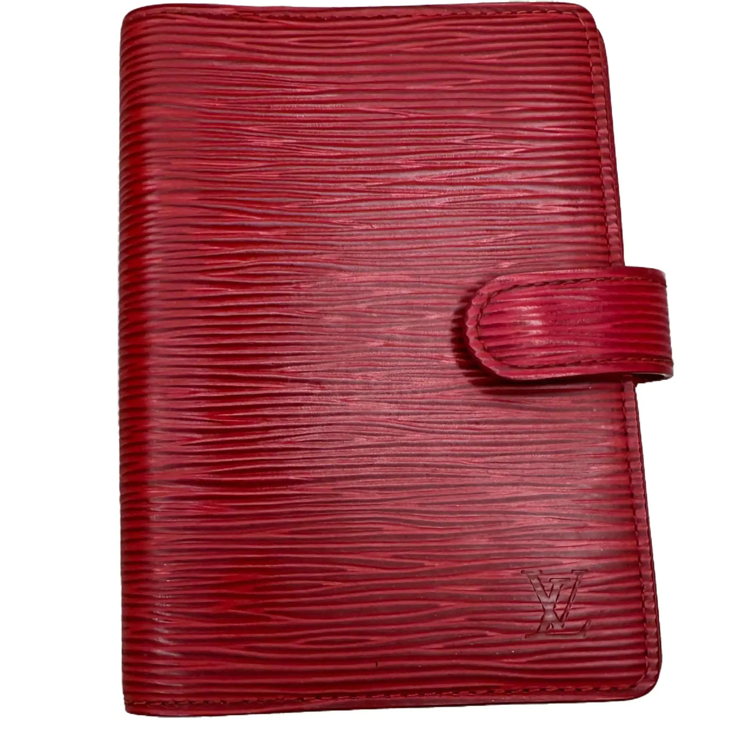 Pre-owned Louis Vuitton Leather small leather goods Red Epi PM Ring Agenda Cover LXV