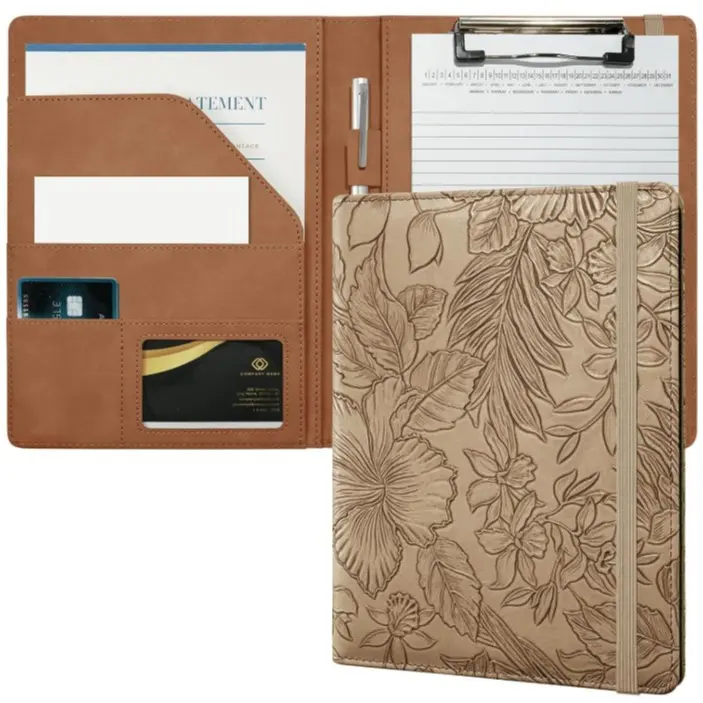 Portfolio A5 Padfolio PU Leather Clipboard Document Organizer For Travel Work Interview Meeting