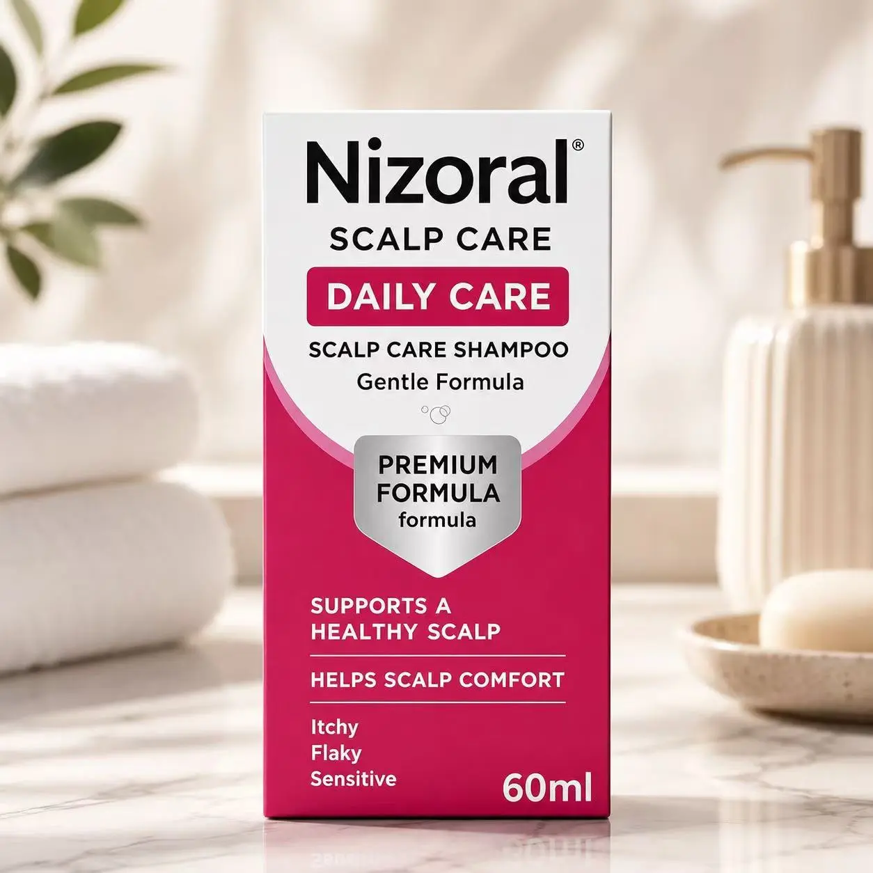 Nizoral Anti-Dandruff Clarifying Shampoo, 2 fl oz (60 mL) - Gentle Daily Scalp & Hair Cleanser, Promotes Fresh, Healthy-Looking Locks