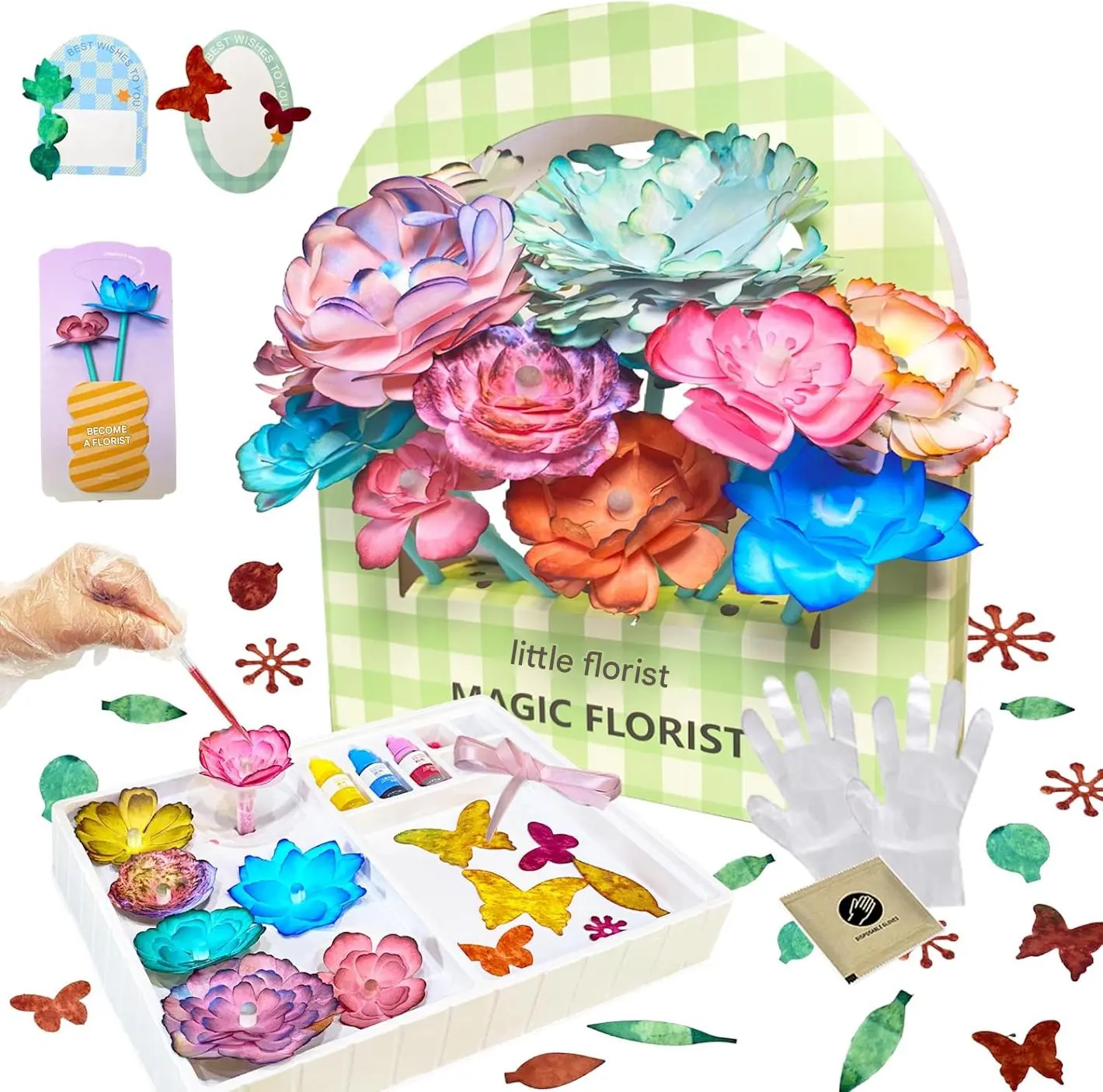 DIY Flower Bouquet Kit Craft Kit, All-In-One Preschool Art Craft Educational Toy, for Toddlers 3-5 Girls 4-6 Kids Ages 3 4 5 6 Year Old Boys & Girls, Kindergarten Classroom Indoor Family Fun, Birthday Easter Christmas Valentines Gifts for Girls Pink
