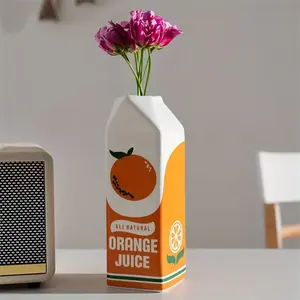 Gut Modern Ceramic Vase, Juice Label Design, Rectangular Flower Pot, & Decorative Planter, Home Office Kitchen Living Room