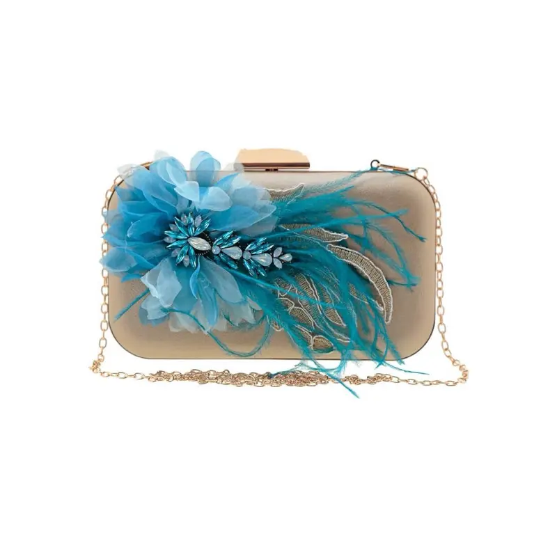 Flormoda - Aquamarine Marabou Feather Jewel Clutch