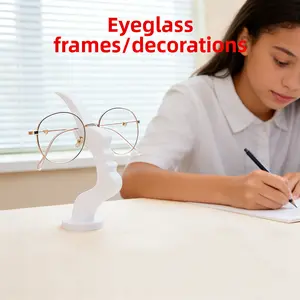 Creative Human Face Silhouette Eyeglass Stand Minimalist Artistic Side Profile Eyewear Holder Decorative Desktop Sunglasses Organizer for Home Office Nightstand Unique Quirky Gift for Glasses Wearers and Art Lovers -RR
