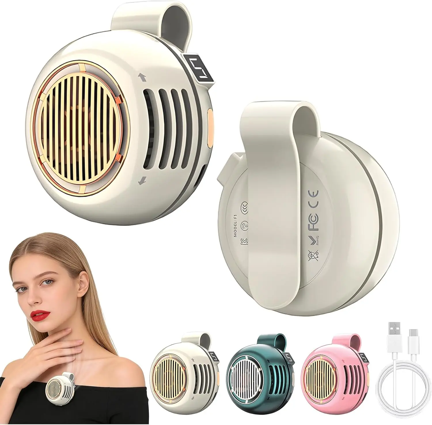 MUNBYN Portable Bladeless Fan with Rechargeable Battery, Quiet Operation, 3-Speed Adjustable Airflow, Rotatable Design for Handheld, Waist Clip, or Phone Cooling Use. Perfect for Travel, Outdoor Activities, Camping, and Everyday Use. Great Gift Choice.