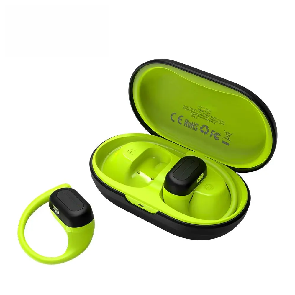 Open Ear True Wireless Earbuds Bluetooth Headphones, Water Resistants, Ultra-Light, Premium Deep Bass with 24Hrs Play time, Ergonomic Design Secure fit for Worksout & Running, Green