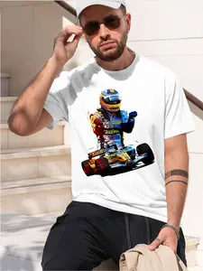 Fernan Alonso 2026 new model Black/White Tee Stylish & Comfortable Loose Crew Neck Short Sleeve T-shirts Versatile On Trend Eye Catching Printed Graphic Casual Tee for Daily Wear Outings & Leisure