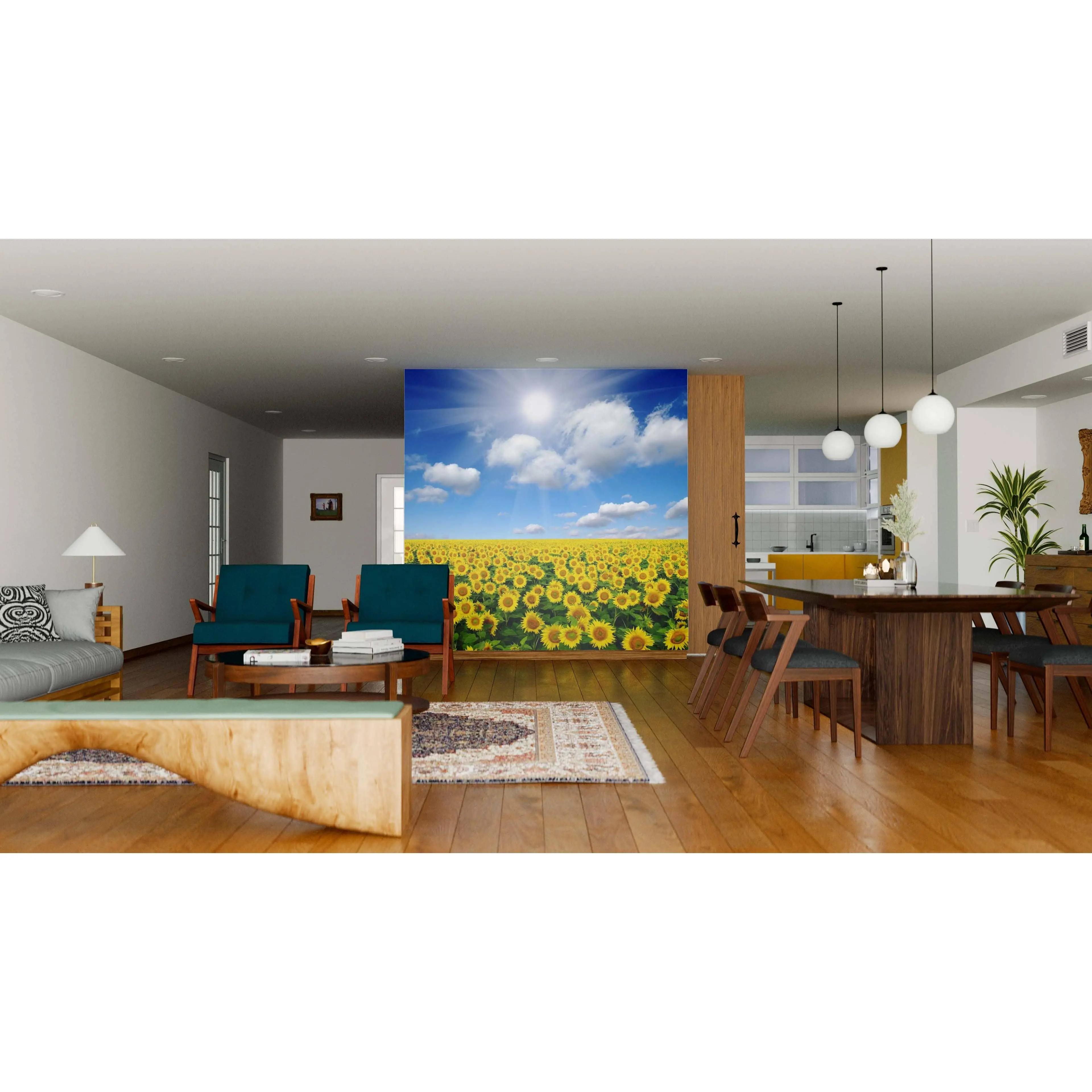 Field of Sunflowers Wall Mural