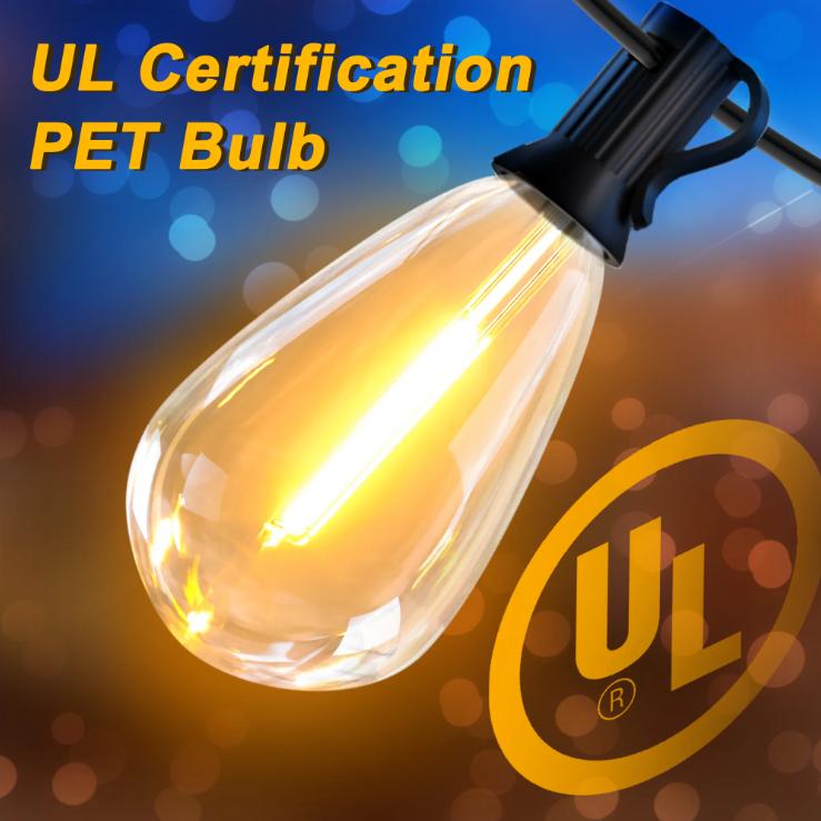 DAYBETTER Outdoor String Lights, S14 LED Patio Lights with Edison Vintage Bulbs, for Porch Backyard Bistro, Shatterproof for Christmas decorations.