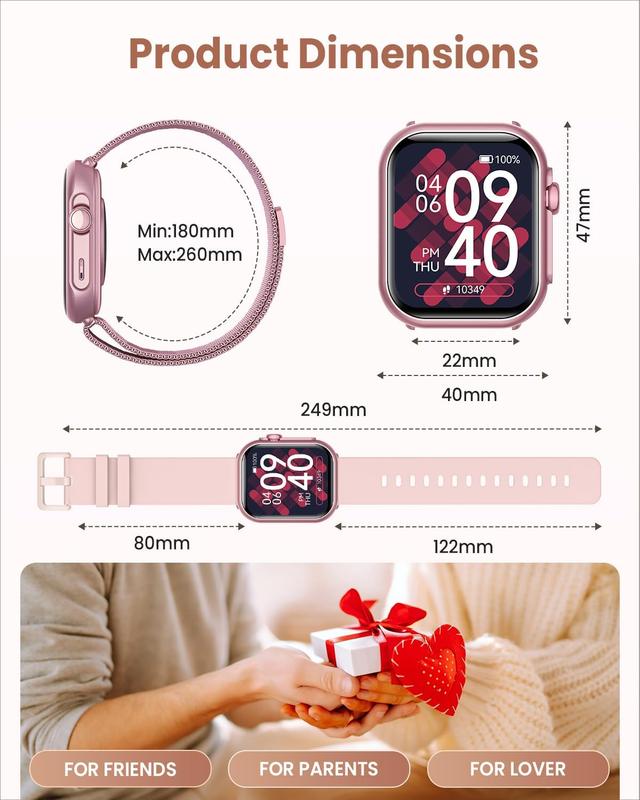 G62 Smart Watch for Women 1.83" HD Screen Bluetooth Calls Messages Notifications Sleep Heart Rate SpO2 BP Monitor 110 Sports Modes Fitness Tracker 1000mAh Battery Android iPhone Compatible nothing  watch  pro Wristwatch Automatic，Fashion Smartwatch