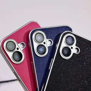 Starry Glitter Powder Electroplated Leather Phone Case for iPhone 16 15 14 13 Pro Max High-Quality Shockproof Protection Slim Fit Fashionable Design