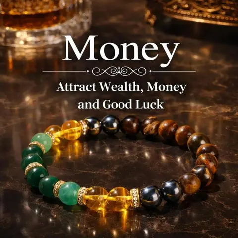 Black Onyx & Tiger's Eye Beaded Money Bracelet, Lucky Artificial Crystal Bracelet to Attract Wealth & Prosperity, Beaded Bracelets