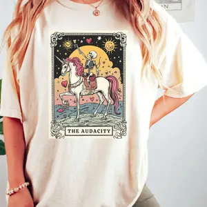 The Audacity Tarot Card Shirt, Sarcastic Skeleton Tee, Mystical Mama Christmas Gift, Magical Unicorn Tarot Lover Tshirt, Rainbow Witchy Stuff