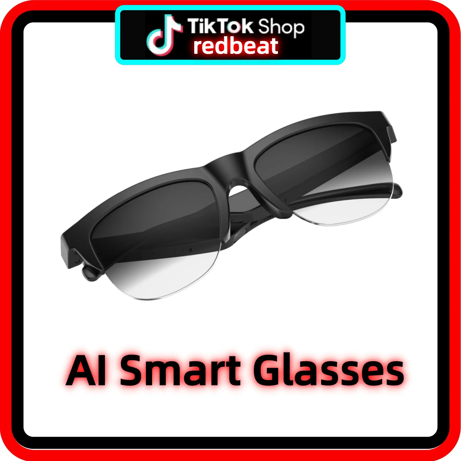 redbeat F02 Unisex Adult Multifunctional Audio Smart Glasses - Built-In Earbuds Audio Sunglasses, IP4 Waterproof, Color-Changing, UV Protection, Bluetooth 5.4, Wireless Touch Control, Built-In Music Player, Multifunctional Audio Sunglasses