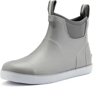 Men's Deck Boots, Waterproof Ankle Rain Boots Men Anti-Slip Traction, Outdoor Rubber Fishing Garden Boots High-Performance Shoes for Farming