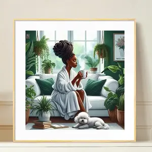 Women Portrait DIY Diamond Art Painting Kit without Frame, Full Round Diamond Decoration Mosaic Art Kit, Wall Art Decor for Home, Diamond Painting Kits