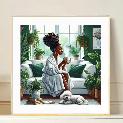 Women Portrait DIY Craft Diamond Art Painting Kit without Frame, Full Round Diamond Decoration Mosaic Art Kit, Wall Art Decor for Home, Diamond Painting Kits