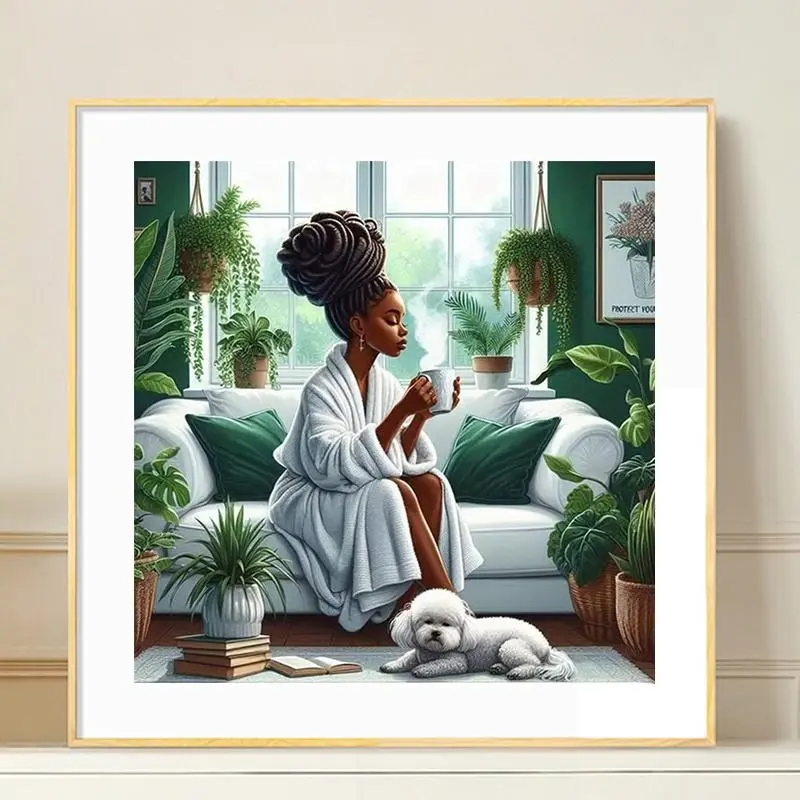 Women Portrait DIY Craft Diamond Art Painting Kit without Frame, Full Round Diamond Decoration Mosaic Art Kit, Wall Art Decor for Home, Diamond Painting Kits