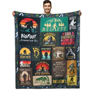 1pc Bigfoot Gift Blanket, Motivational Quotes Soft Flannel Throw, Comfortable Fun Bigfoot Gift for Men and Women Adults
