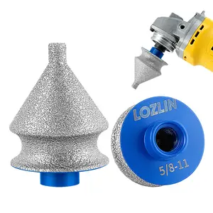 LOZLIN Diamond Beveling & Chamfer Bits for Angle Grinder –  Drilling, Reaming, Arc Grinding, Trimming on Granite, Marble, Tile, Ceramic & Stone, 5/8"-11 Thread for Drilling