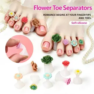 8pcs Flowers Toe Separators Silicone for Pedicure Nail Polish Gel Foot Toe Spacers Pedicures Nail Art Tools, Comfortable, Reusable, Easy to Use