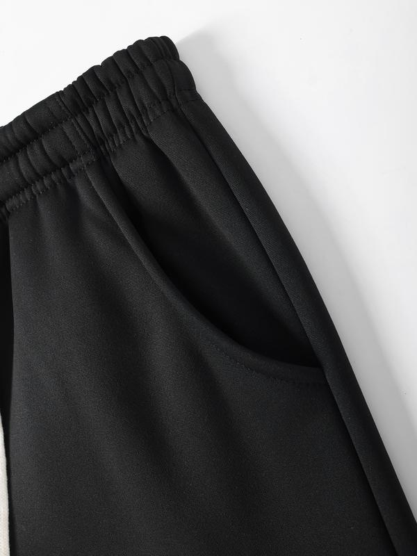 Men’s two-pack solid-color drawstring straight-leg athletic pants; men’s printed drawstring-waist pants suitable for all seasons; casual sports running pants; classic straight-leg pants; versatile everyday fitness long pants for all seasons