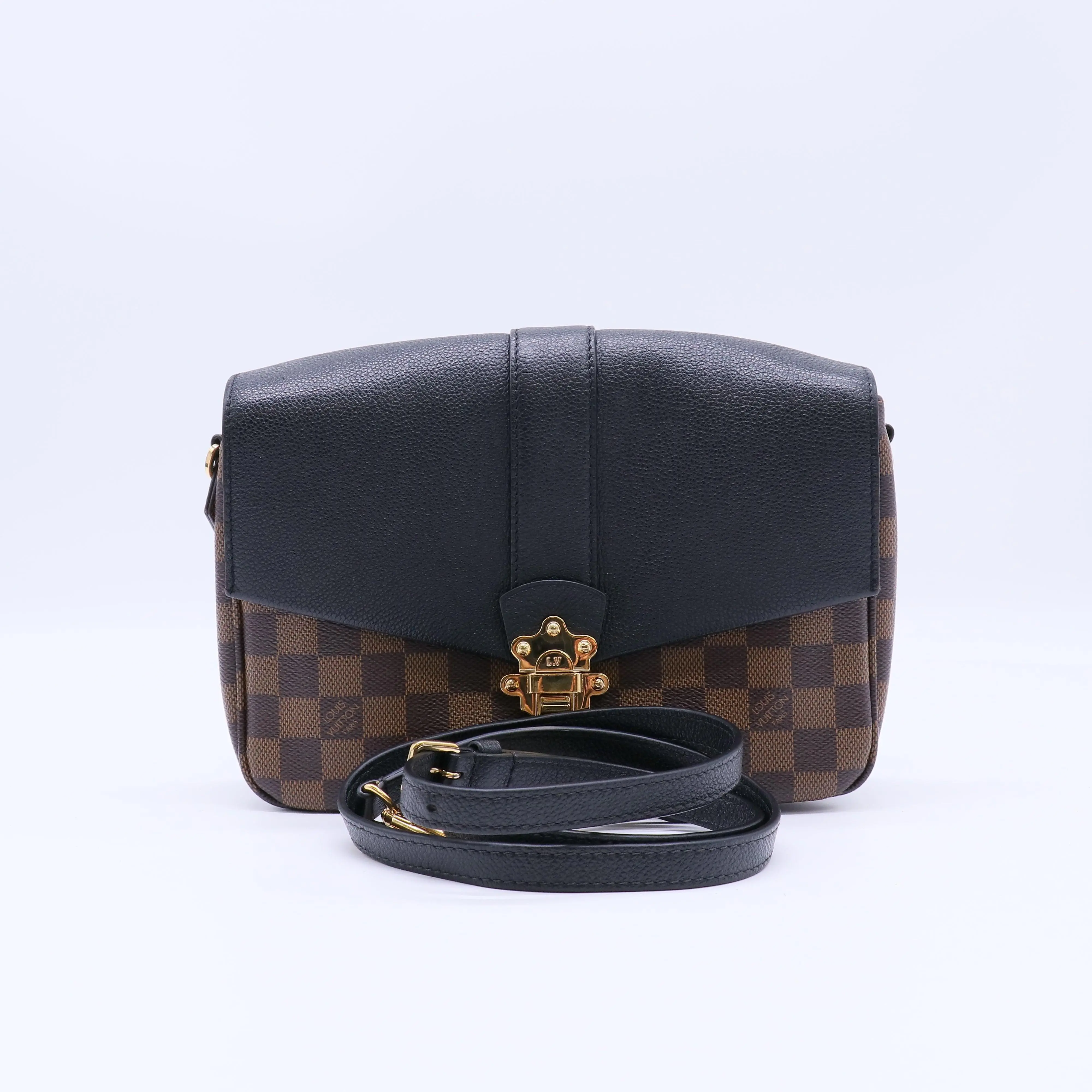 Pre-owned Louis Vuitton Leather Crossbody Bags Damier Ebene Clapton B22395