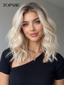 Topshe Lace Area 13x6 Gradient Wig, 14 Inch Medium Length No Bangs, Natural Fit Comfortable Realistic Hairpiece, Lace Frontal Wigs, Middle Part Wigs
