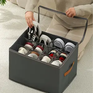 1 shoe box with lid, foldable, Durable storage organizer, collapsible storage bin, made of oxford cloth, nylon dustproof storage box, suitable for shoes, clothing, space-saving storage box for home and travel organization