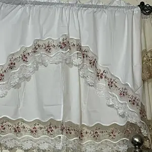 Kitchen Curtain 3 Piece Set with Decorative Edges and Decorative Border, Ideal for Home Decor
