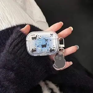 1 Pc Blue Gradient Cat Rabbit Design Anti-Scratch Shockproof AirPods Case, Protective Cover for AirPods Earphones, Stylish and Durable Audio Protection