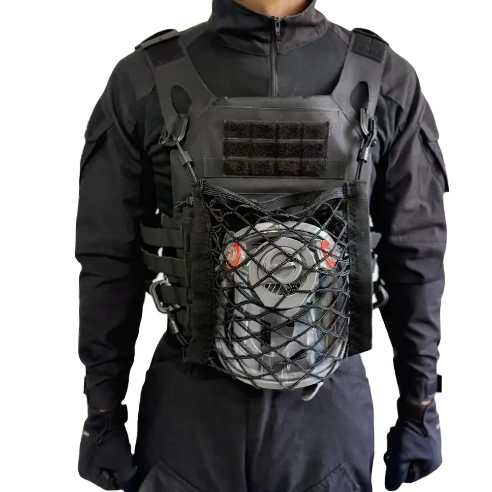 Outdoor Leisure Backpack Mesh Cover, Helmet Poison Mask Holder, Tool Bag Accessory, Nylon Material, Plain Surface, Unlined