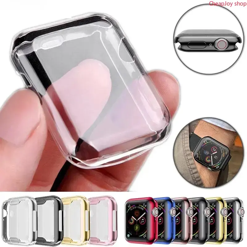 Clear Soft TPUWatch Case, Full coverage transparent bumper with built-in screen protector, shockproof & anti-scratch protec  (Watch not included)tion, fits Ultra/Series 3-9/SE 38/40/41/42/44/45/49mm, ideal for daily wear and outdoor use