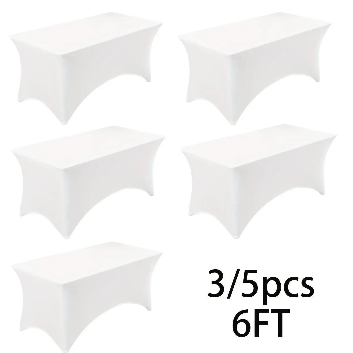 5/3pcs Washable Wrinkle Resistant Black/white Polyester Tablecloth, Suitable For Rectangular Standard Folding Tables, Wrinkle Resistant Elastic Tablecloth, Ultimate Desktop Protective Cover, Suitable For Parties, Trade Exhibitions, Weddings