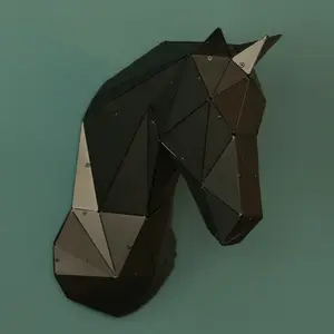 Buori - 3D Metal Horse Sculpture - Metal Wall Art - Handmade Home Decor - Unique Gifts - Modern Wall Art - Polygonal Sculpture - Black Wall Decor - Contemporary Wall Art - Animal Sculpture - Horse Wall Decor - Cabin Decor Hanging Geometric - Decoration