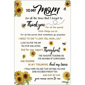 Sunflower Metal Sign for Mom - Mother's Day, Birthday, Thank You Gift - 12 x 8 inches