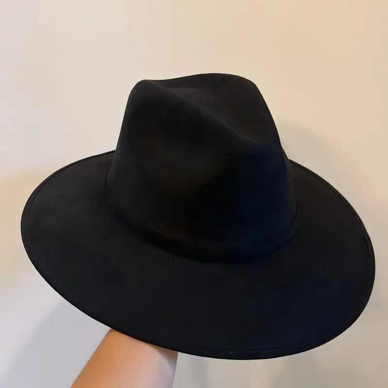 premium classic black fedora, fedora suede hat, fall accessories, fedora hat, boater hat, womens hat, western hats, cowboy hats, Winter Plain