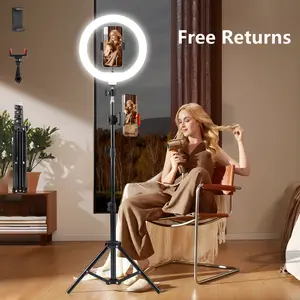 12-inch LED Light - USB-Powered Circular Lamp with 2 Phone Clips, Adjustable 43.3 inch Tripod Stand, And Perfect for Flawless , Photography, Video Recording, Seamless Zoom Meetings, And Professional-Looking Content Creation ringlight