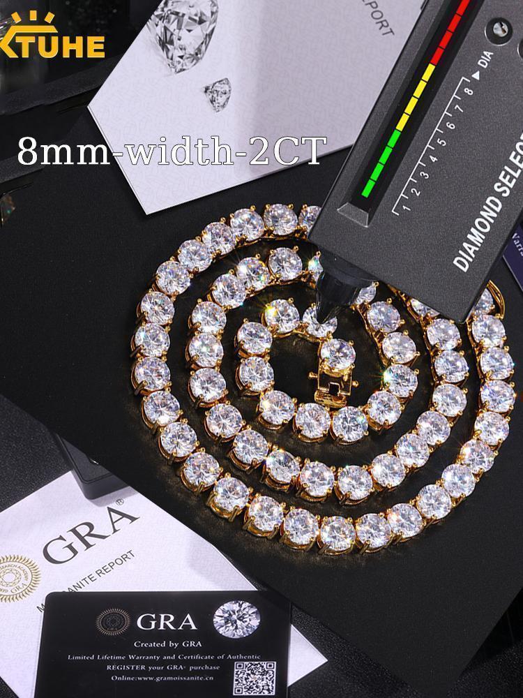 TUHE Unisex Moissanite Tennis S925 Necklaces VVS1 Moissanite Tennis Necklace S925 Silver For Men Women Pass Diamonds Test