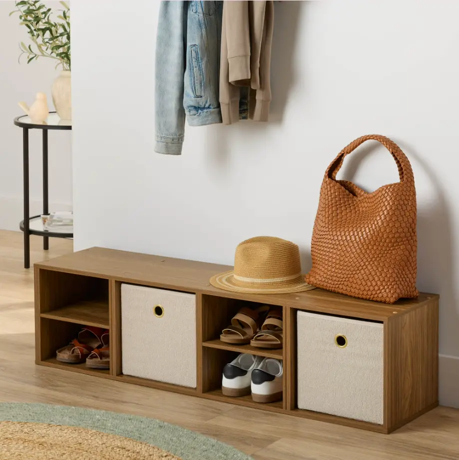Mainstays 4 Cube Vertical Storage Organizer, Warm Walnut